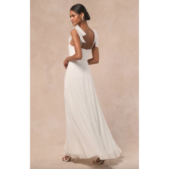 Lulus Radiant Romance White Tie Strap Maxi Dress Formal Bridal Wedding XL NWT - Picture 3 of 13